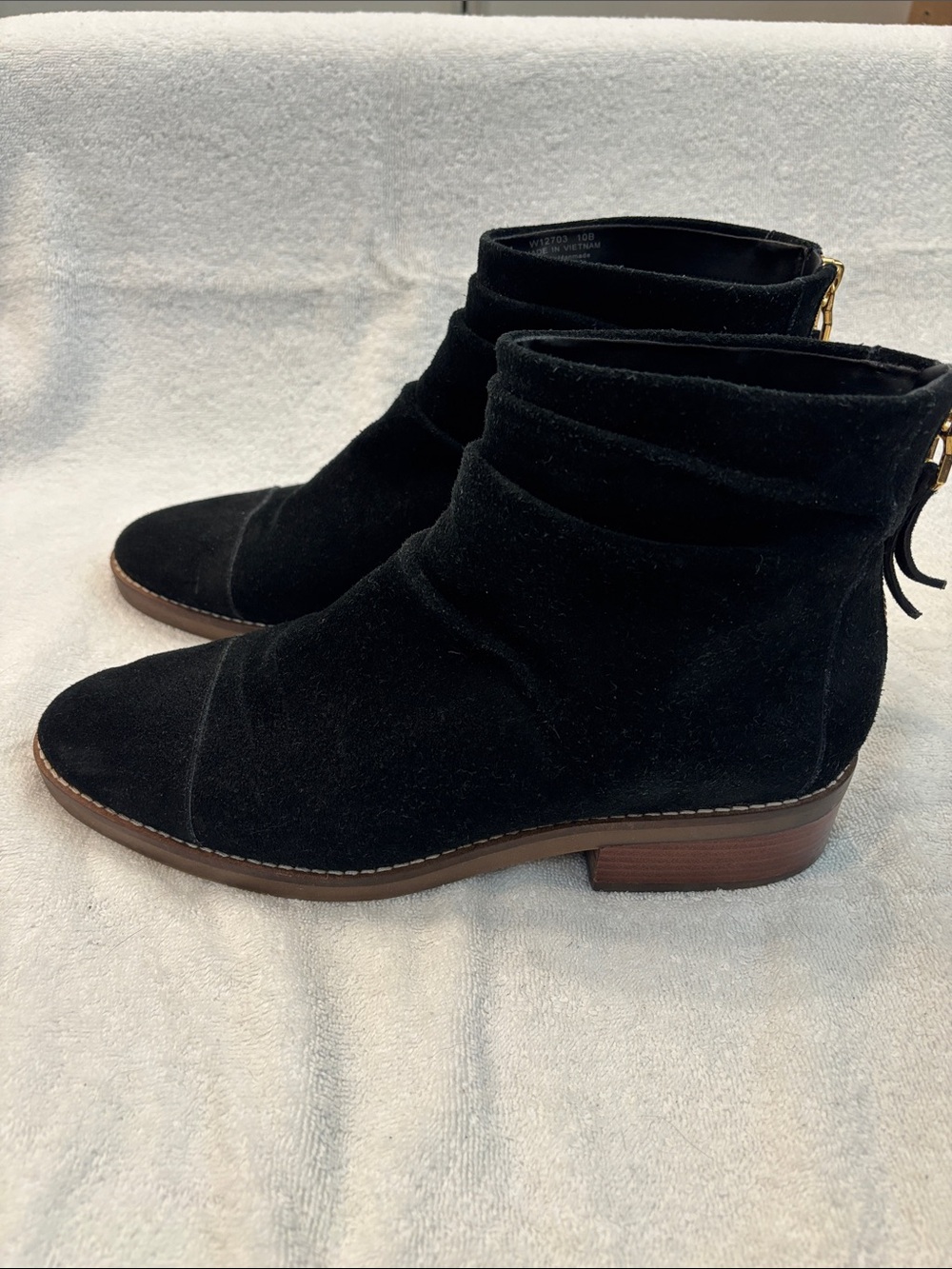 Cole Haan Black Suede Ankle Booties with Back Zip